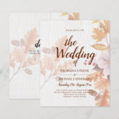 LeahG Terracotta Fall Leaves Wedding Invite (Voorkant / Achterkant)