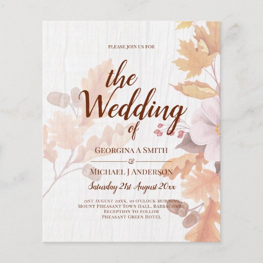 LeahG Terracotta Fall Leaves Wedding Invite (Voorkant)
