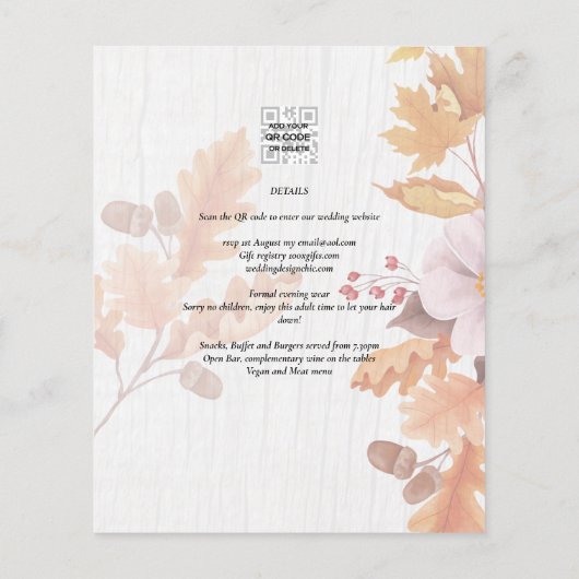 LeahG Terracotta Fall Leaves Wedding Invite (Achterkant)