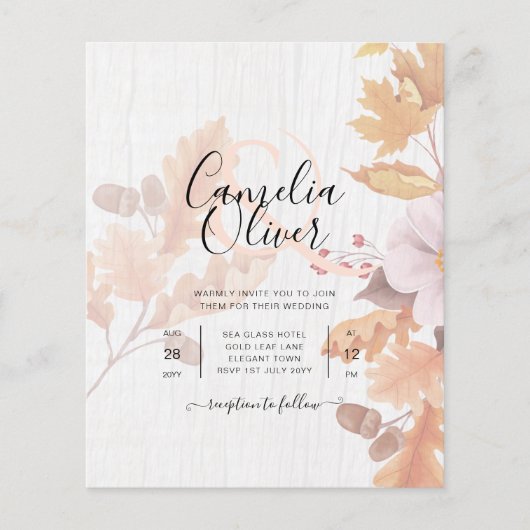 LeahG Terracotta Fall Leaves Wedding Invite (Voorkant)
