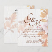 LeahG Terracotta Fall Leaves Wedding Invite (Voorkant / Achterkant)