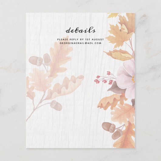 LeahG Terracotta Fall Leaves Wedding Invite (Achterkant)