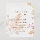 LeahG Terracotta Fall Leaves Wedding Invite (Voorkant / Achterkant)