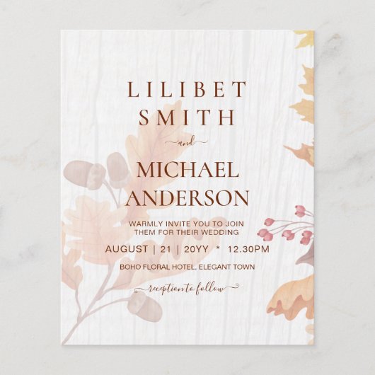 LeahG Terracotta Fall Leaves Wedding Invite (Voorkant)