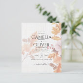 LeahG Terracotta Fall Leaves Wedding Invite (Staand voorkant)