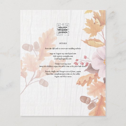 LeahG Terracotta Fall Leaves Wedding Invite (Achterkant)