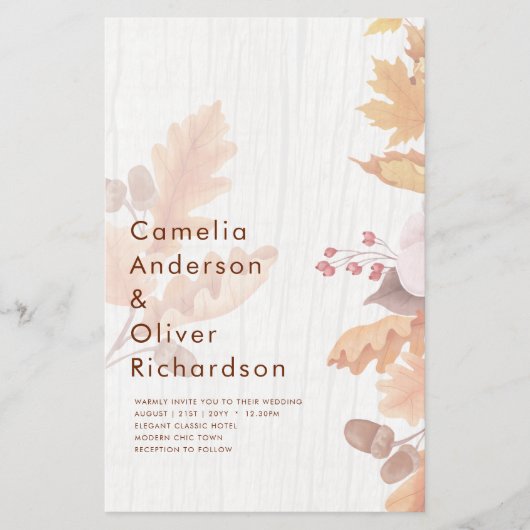 LeahG Terracotta Fall Leaves Wedding Invite Flyer (Voorkant)