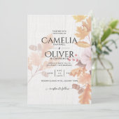 LeahG Terracotta Fall Leaves Wedding Invite Kaart (Staand voorkant)