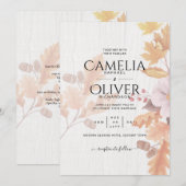 LeahG Terracotta Fall Leaves Wedding Invite Kaart (Voorkant / Achterkant)