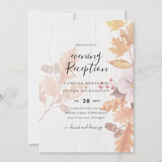LeahG Terracotta Fall Leaves Wedding Invite Kaart (Voorkant)