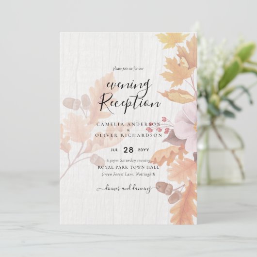 LeahG Terracotta Fall Leaves Wedding Invite Kaart (Staand voorkant)