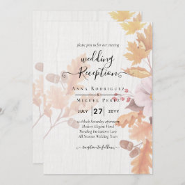 LeahG Terracotta Fall Leaves Wedding Invite Kaart