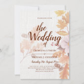 LeahG Terracotta Fall Leaves Wedding Invite Kaart (Voorkant)
