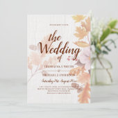 LeahG Terracotta Fall Leaves Wedding Invite Kaart (Staand voorkant)
