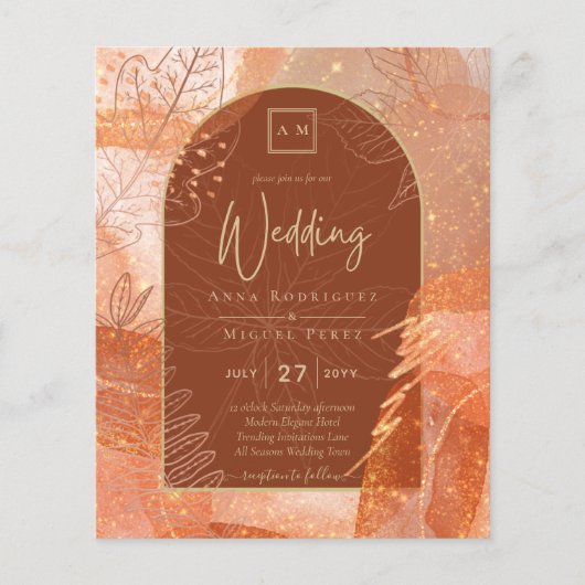 LeahG Terracotta Gold Autumn FALL Wedding Invite Flyer (Voorkant)