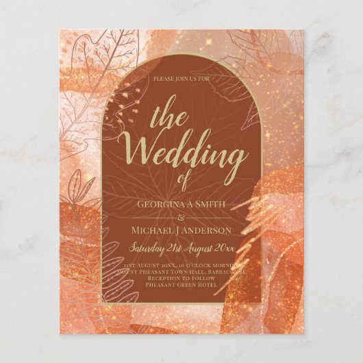 LeahG Terracotta Gold Autumn FALL Wedding Invite Flyer (Voorkant)