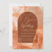 LeahG Terracotta Gold Autumn FALL Wedding Invite Kaart (Voorkant)