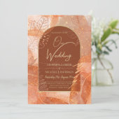 LeahG Terracotta Gold Autumn FALL Wedding Invite Kaart (Staand voorkant)