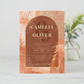 LeahG Terracotta Goud Herfst Huwelijksuitnodiging Kaart (Staand voorkant)