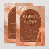 LeahG Terracotta Goud Herfst Huwelijksuitnodiging Kaart (Voorkant / Achterkant)
