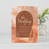 LeahG Terracotta Goud Herfst Huwelijksuitnodiging Kaart (Staand voorkant)