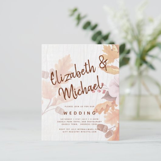 LeahG Terracotta Herfstbladeren Trouw Uitnodiging (Staand voorkant)