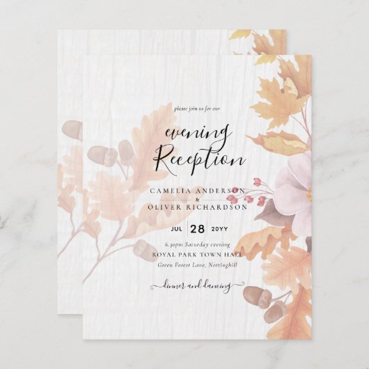 LeahG Terracotta Herfstbladeren Trouw Uitnodiging (Voorkant / Achterkant)