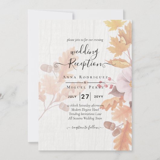 LeahG Terracotta Herfstbladeren Trouw Uitnodiging (Voorkant)