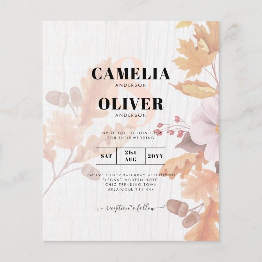 LeahG Terracotta Herfstbladeren Trouw Uitnodiging Flyer (Voorkant)