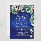 LeahG Tropical Blue Pink Floral VRIJGEZELLENFEEST Kaart (Voorkant)