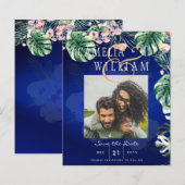 LeahG Tropical Blue Pink Floral Wedding (Voorkant / Achterkant)