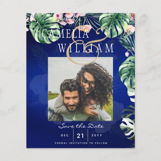 LeahG Tropical Blue Pink Floral Wedding (Voorkant)