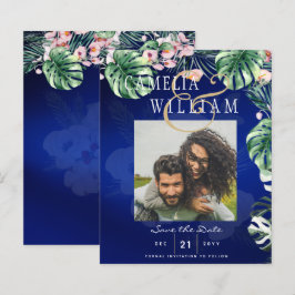LeahG Tropical Blue Pink Floral Wedding