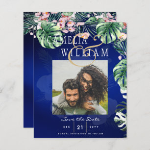 LeahG Tropical Blue Pink Floral Wedding