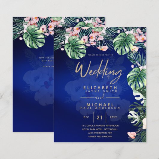 LeahG Tropical Blue Pink Floral Wedding (Voorkant / Achterkant)