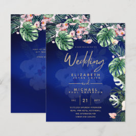 LeahG Tropical Blue Pink Floral Wedding