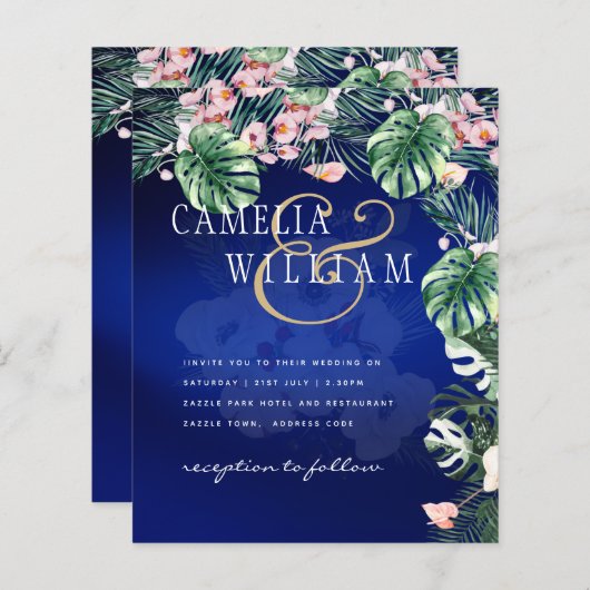 LeahG Tropical Blue Pink Floral Wedding (Voorkant / Achterkant)