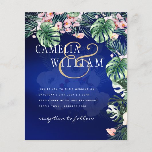 LeahG Tropical Blue Pink Floral Wedding (Voorkant)