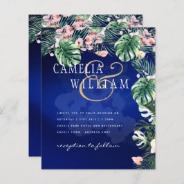 LeahG Tropical Blue Pink Floral Wedding