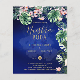 LeahG Tropical Blue Pink Floral Wedding Flyer