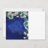 LeahG Tropical Blue Pink Floral Wedding Save The Date (Achterkant)