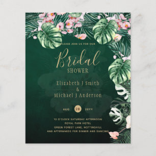 LeahG Tropical Green Pink Botanical Wedding Flyer