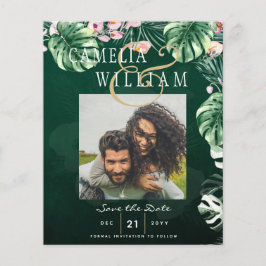 LeahG Tropical Green Pink Botanical Wedding Flyer