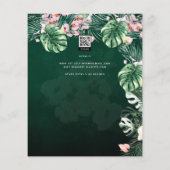 LeahG Tropical Green Pink Botanical Wedding Flyer (Achterkant)