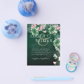 LeahG Tropical Green Pink Botanical Wedding Flyer (Enkel)