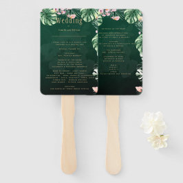 LeahG Tropical Green Pink Botanical Wedding Handwaaier