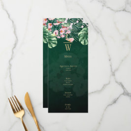 LeahG Tropical Green Pink Botanical Wedding Menu
