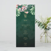 LeahG Tropical Green Pink Botanical Wedding Menu (Staand voorkant)