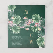 LeahG Tropical Green Pink Botanical Wedding Plaatskaartje (Buitenkant ongevouwen)