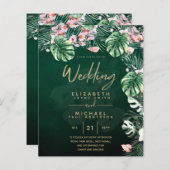 LeahG Tropical Green Pink Floral Leaf Wedding (Voorkant / Achterkant)